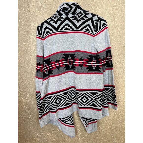 Forever 21 Gray Red and Black Aztec Print Knit Cardigan Sweater - Picture 2 of 5